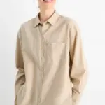 beige Leinenbluse
